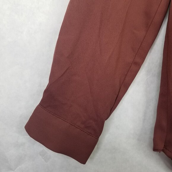 Anthropologie Maeve Eva Wrap Drape Front Blouse Women's Size 2 Crepe Taupe - Picture 4 of 16